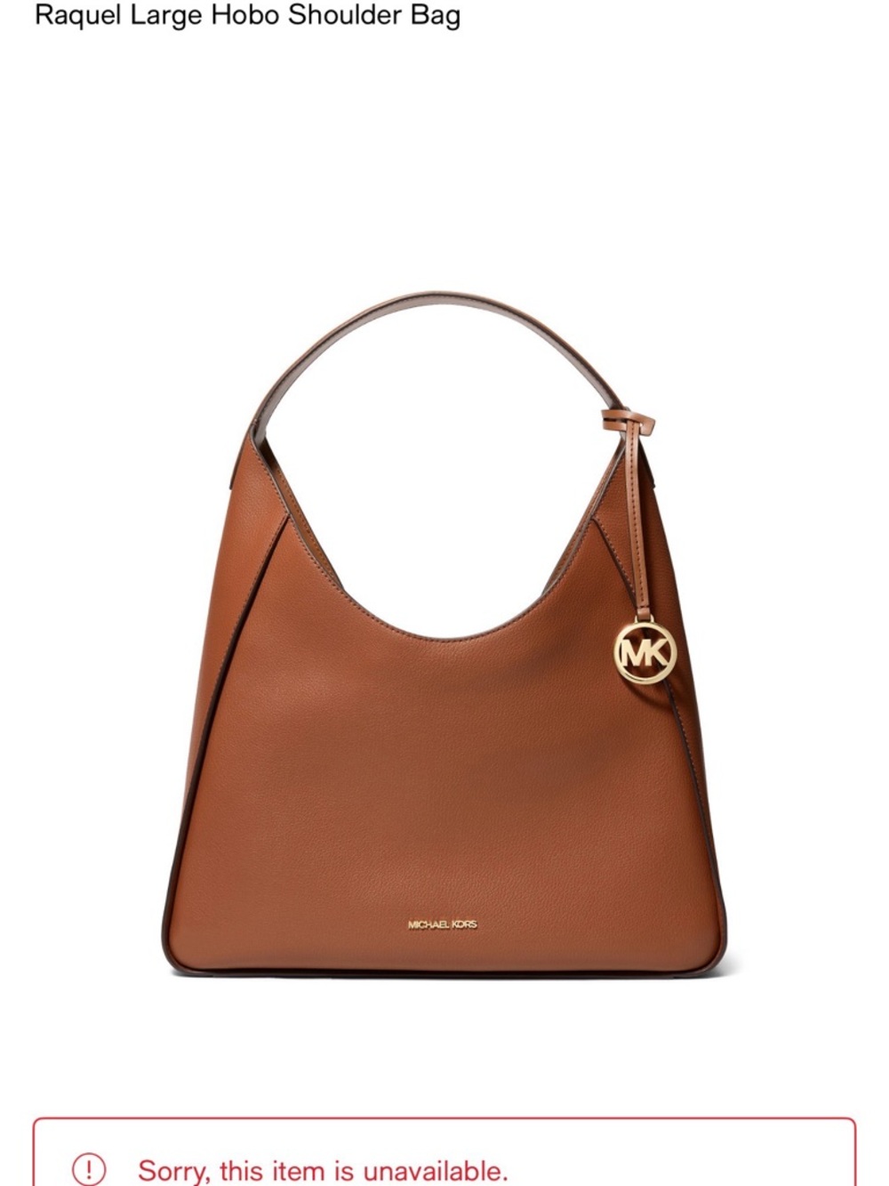 Michael Kors Raquel Large Hobo Shoulder Bag - Cognac Brown - Picture 1 of 4